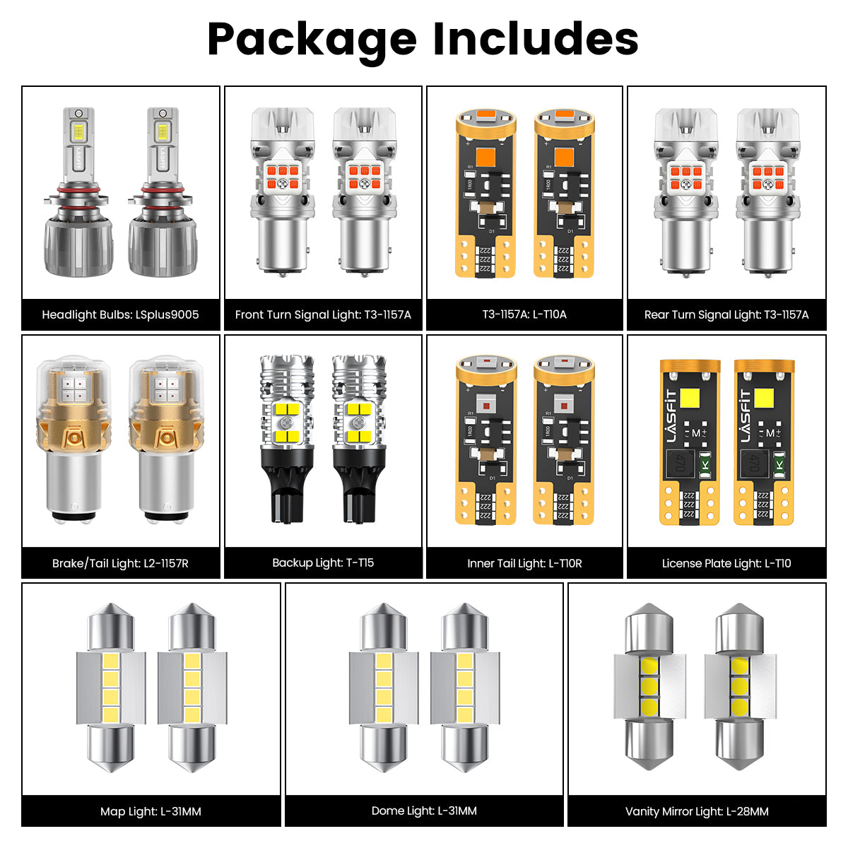 Lasfit combo package led bulbs for 2022-2024 Kia Forte FE/LX/LXS