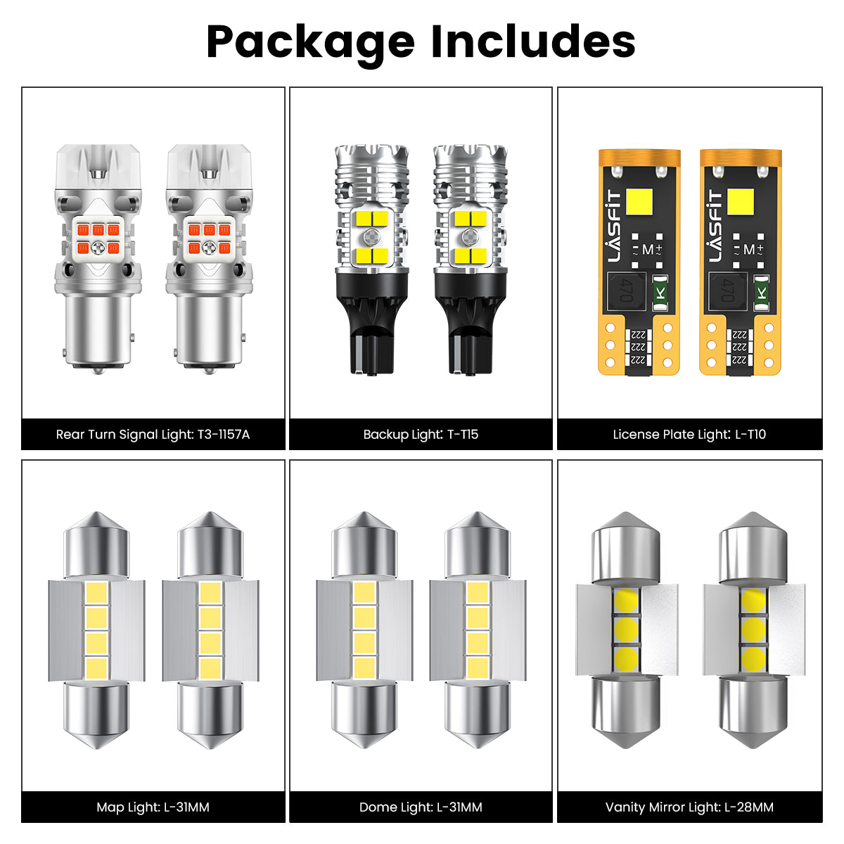 Lasfit combo package led bulbs for 2022-2024 Kia Forte GT/GT Manual