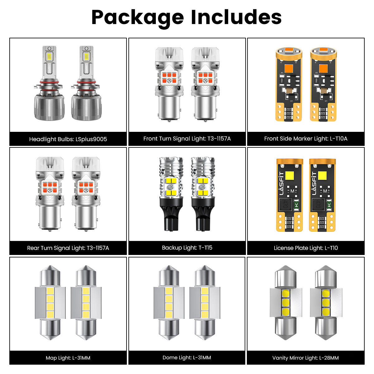 Lasfit combo package led bulbs for 2022-2024 Kia Forte GT-Line