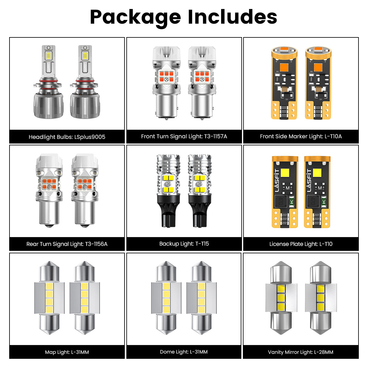 Lasfit combo package led bulbs for 2022-2024 Kia Forte GT-Line