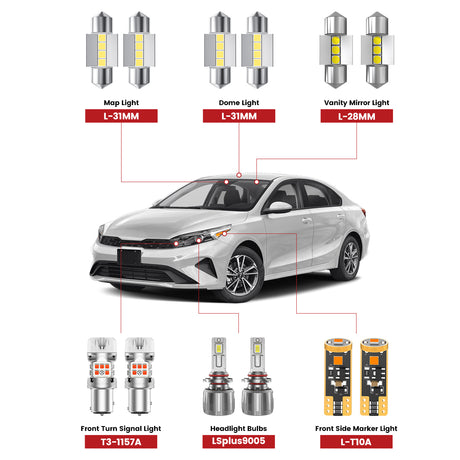 Lasfit front led bulbs for 2022-2024 Kia Forte