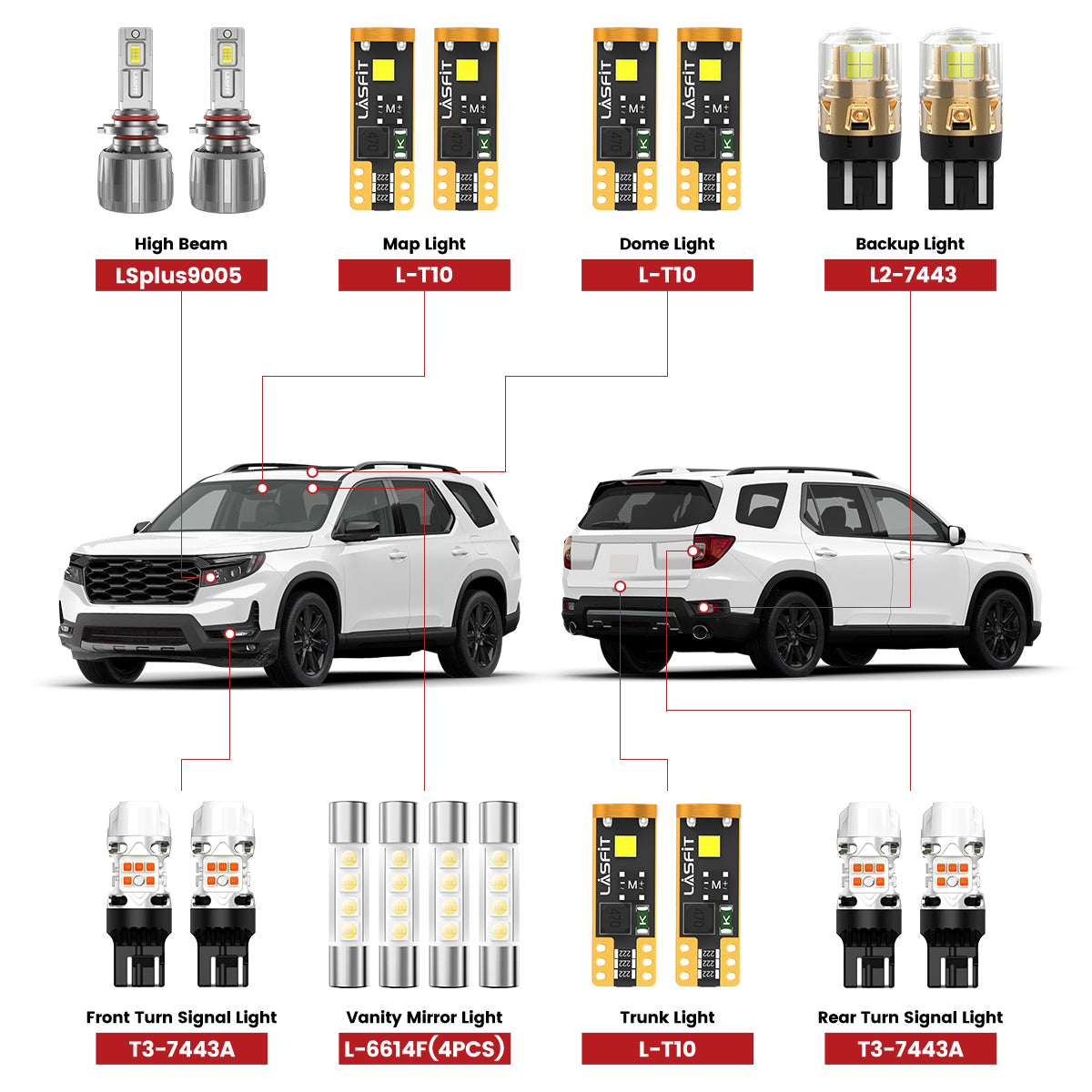 Lasfit led bulbs for 2022-2025 Honda Passport