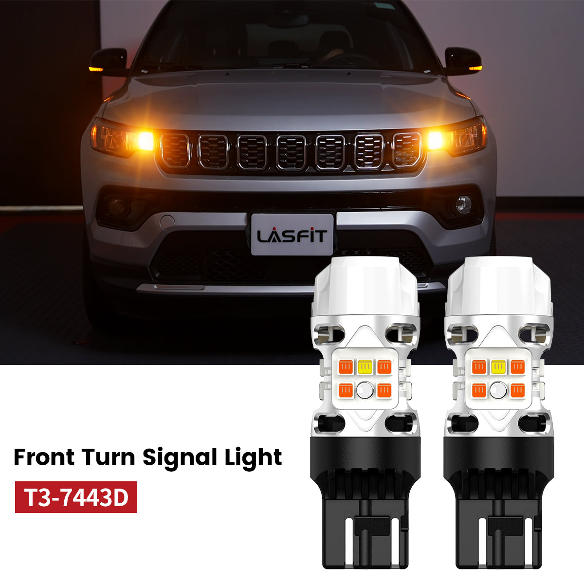 Lasfit 7443 led front turn signal lights fit for 2022-2025 Jeep Compass