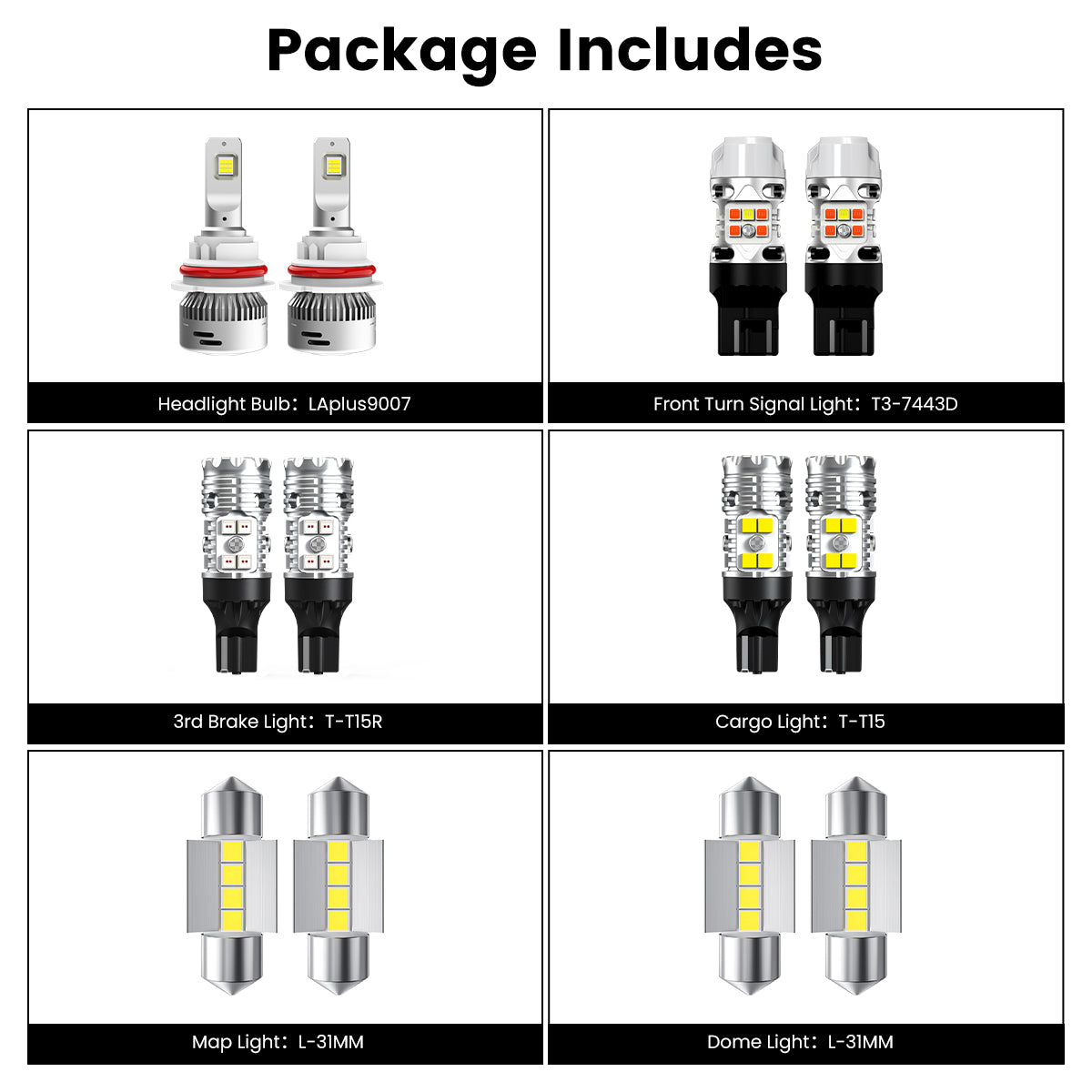 Lasfit combo package led bulbs for 2022-2025 Nissan Frontier S