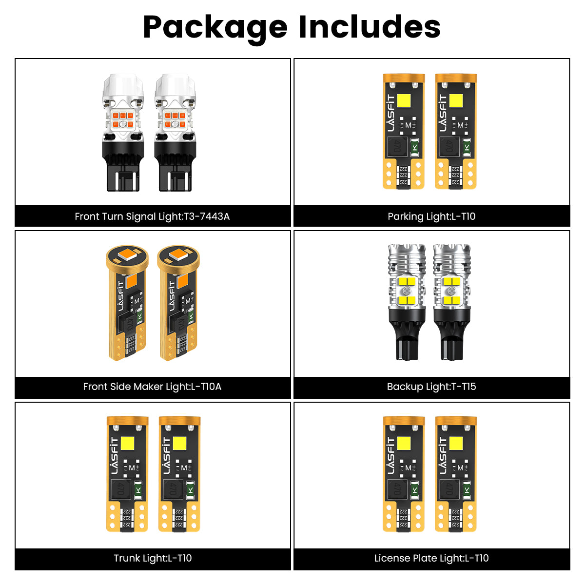 Lasfit combo package led bulbs for 2022-2025 Toyota Corolla Cross W/ Halogen Front Turn Signal Light