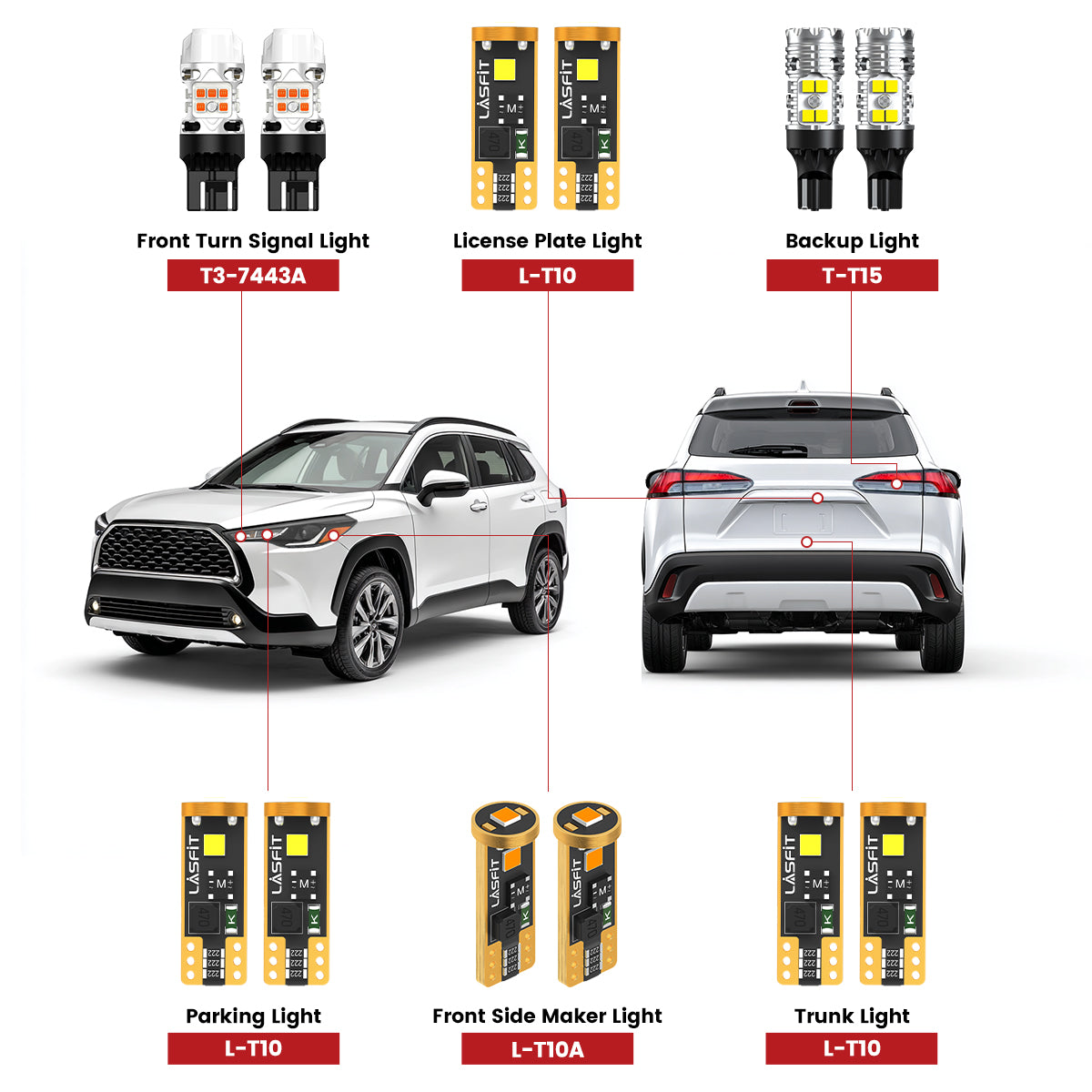 Lasfit combo package led bulbs for 2022-2025 Toyota Corolla Cross