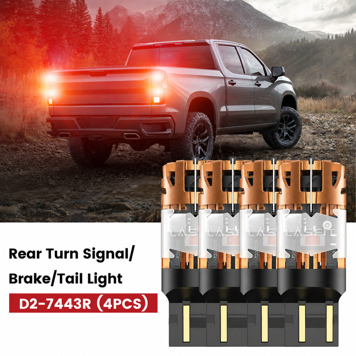 Lasfit led 7443 rear turn signal/brake/tail lights for 2023-2026 Chevy Colorado
