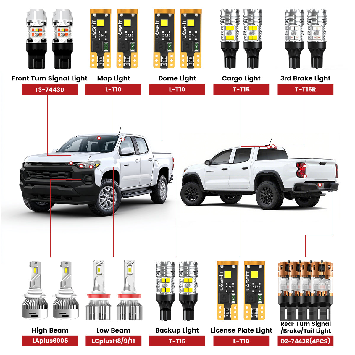 Lasfit best led bulbs for 2023-2025 Chevy Colorado