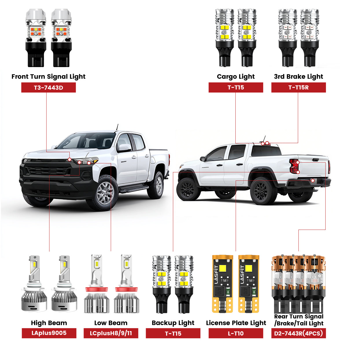 Lasfit best led bulbs for 2023-2025 Chevy Colorado
