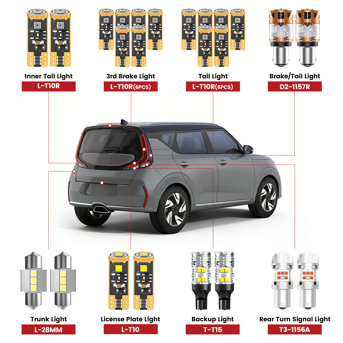 Lasfit led bulbs for 2023-2025 Kia Soul