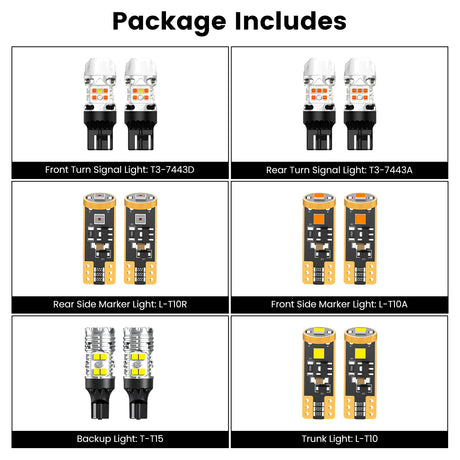 Lasfit combo package led bulbs for 2023-2025 Toyota Corolla LE
