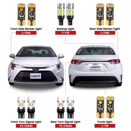 Lasfit combo package led bulbs for 2023-2025 Toyota Corolla