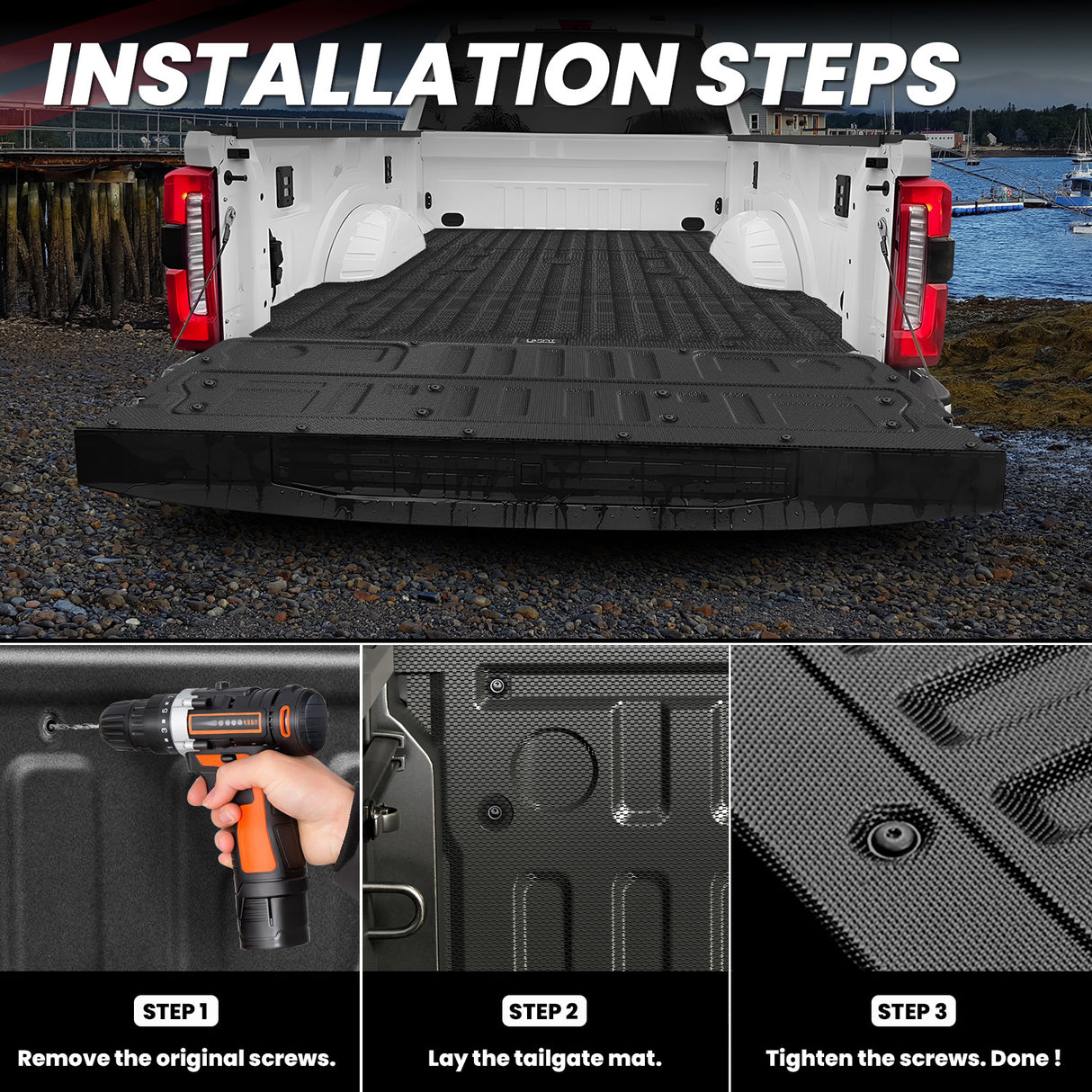 2023-2025 Ford Super Duty Truck Tailgate Mat Installation Steps