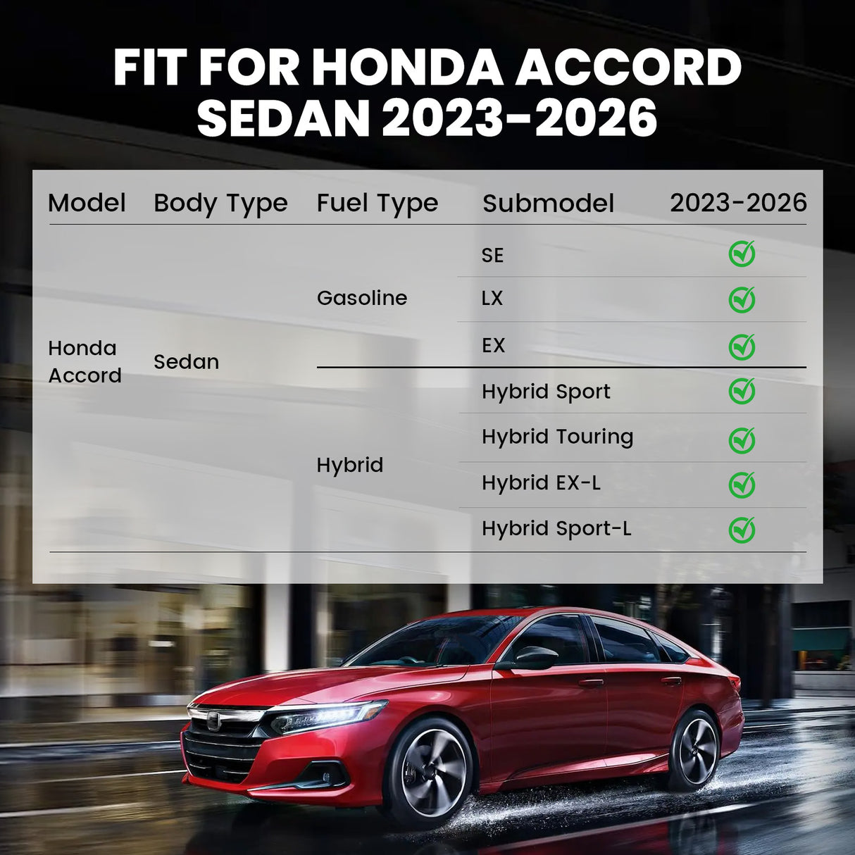 Fit for 2023-2026 Honda Accord & Accord Hybrid Floor Mats or Cargo Mat