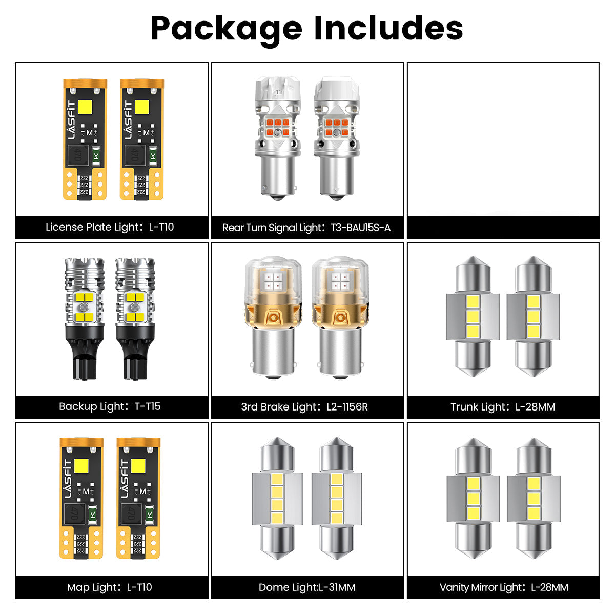 Lasfit combo package led bulbs for 2024-2025 Hyundai Elantra Hybrid Limited/Limited/N Line