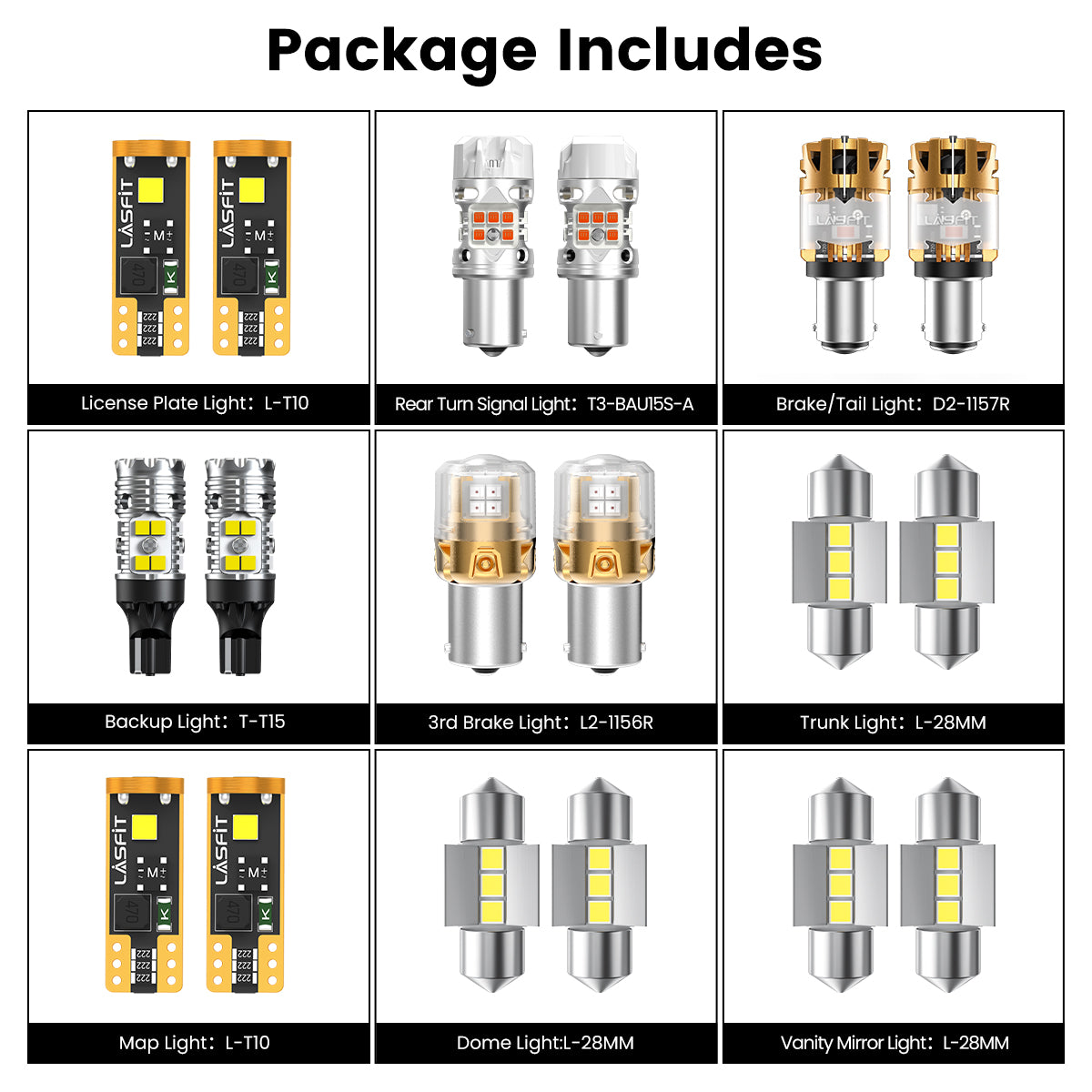 Lasfit combo package led bulbs for 2024-2025 Hyundai Elantra Hybrid Limited/Limited/N Line