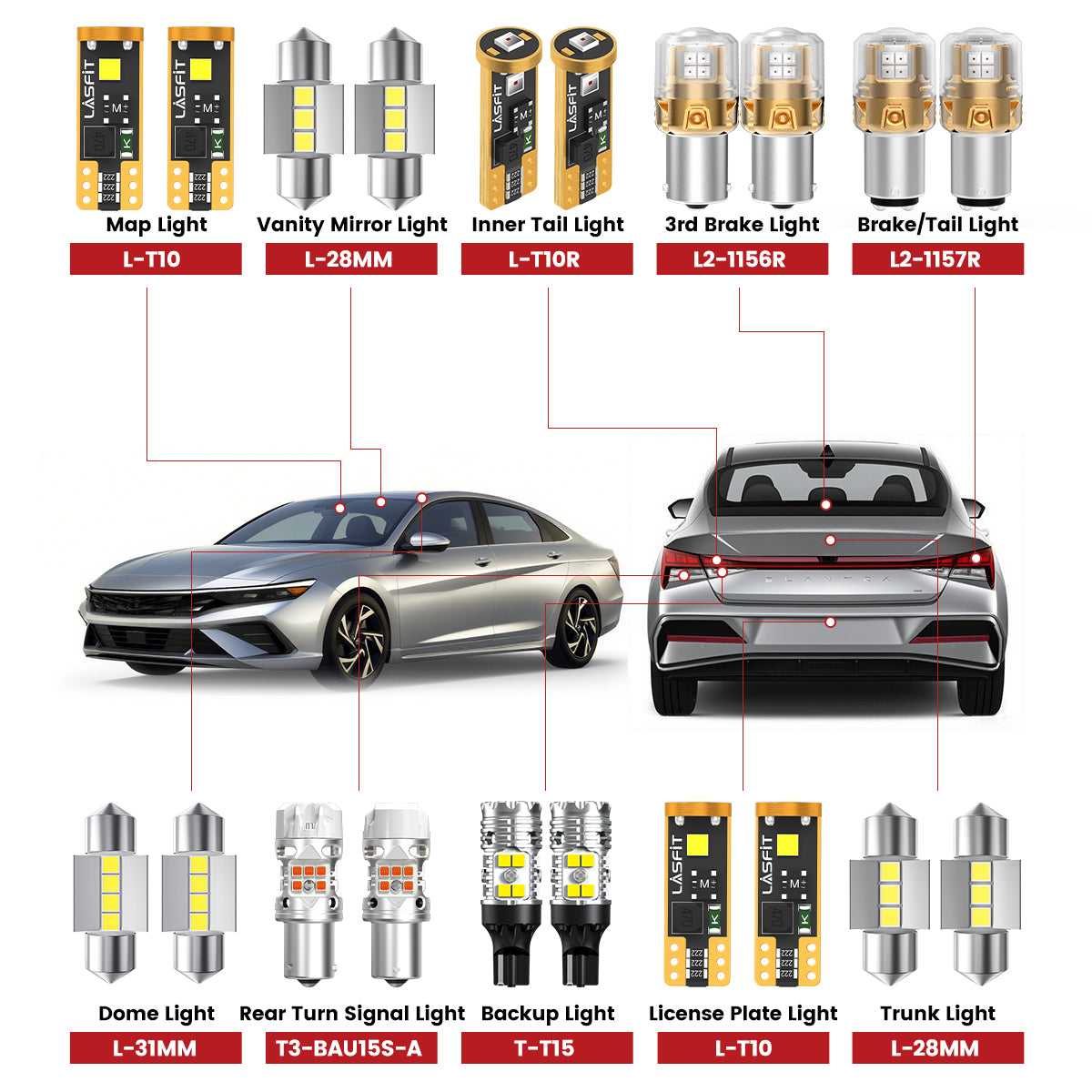 Lasfit led bulbs for 2024-2025 Hyundai Elantra