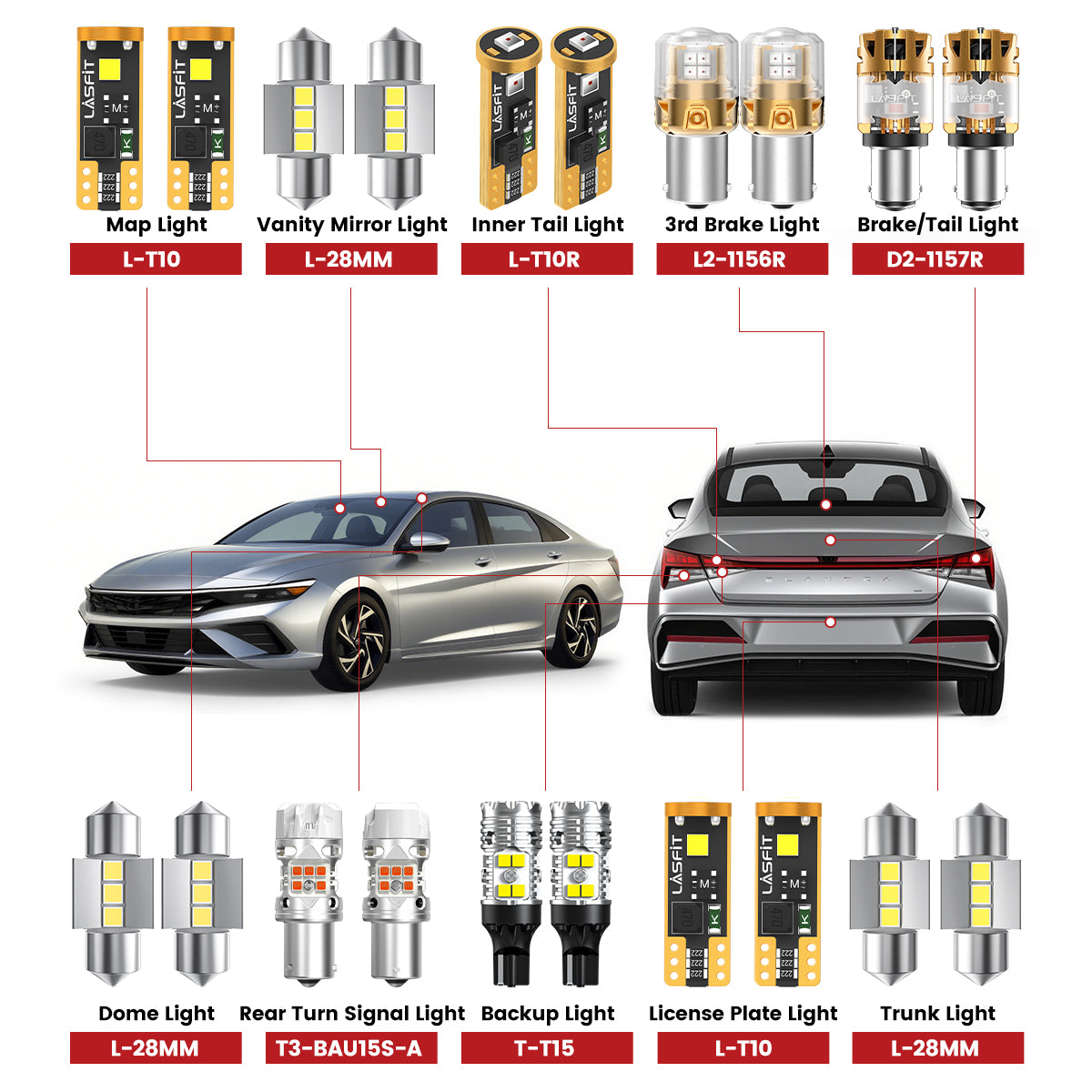 Lasfit led bulbs for 2024-2025 Hyundai Elantra