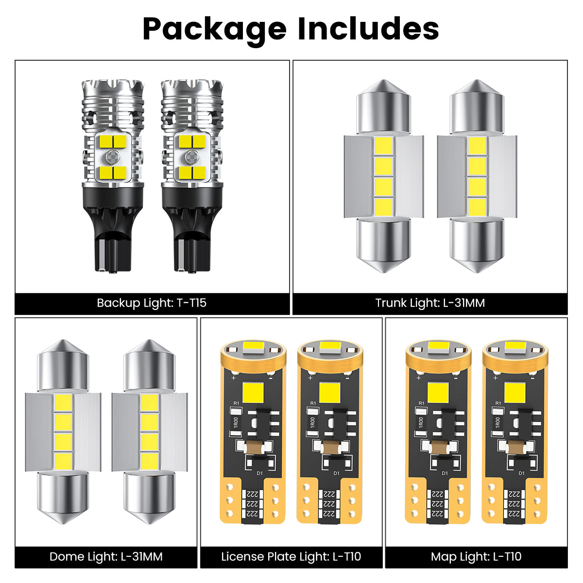 Lasfit combo package led bulbs for 2024-2025 Hyundai Kona W/ LED Turn Signal Light