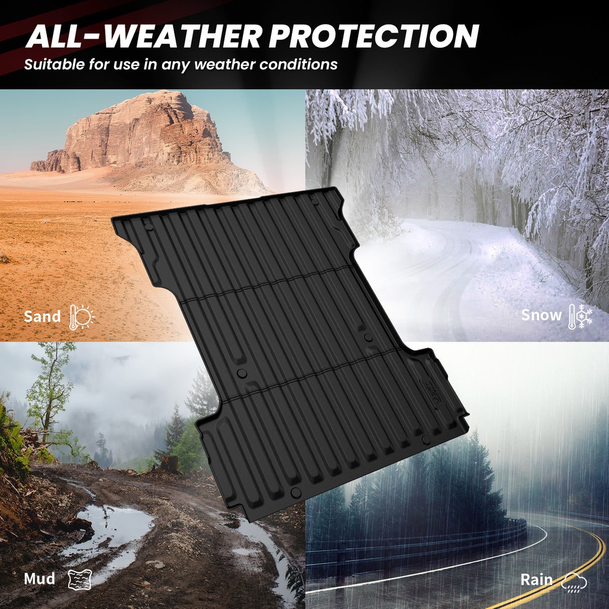 2024-2026 Ford F-150 & Ford F-150 Lightning 5.5FT Bed Mat & Tailgate Mat(Without Work Surface) All Weather