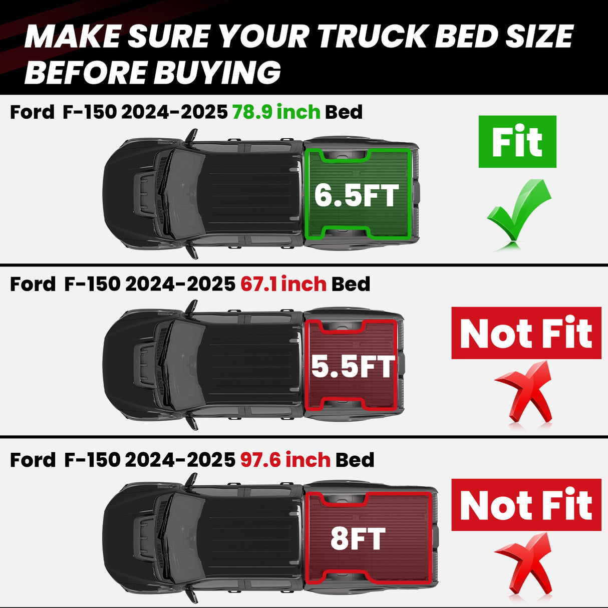 2024-2025 Ford F-150 6.5' bed Truck Bed Mat