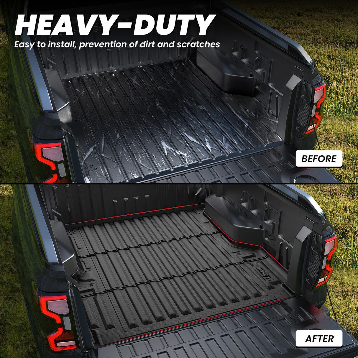 Fit for 2024-2026 Ford Ranger 5FT(59.6") Heavy Duty Truck Bed Mat or Tailgate Mat, Not Fit Drop-in liners