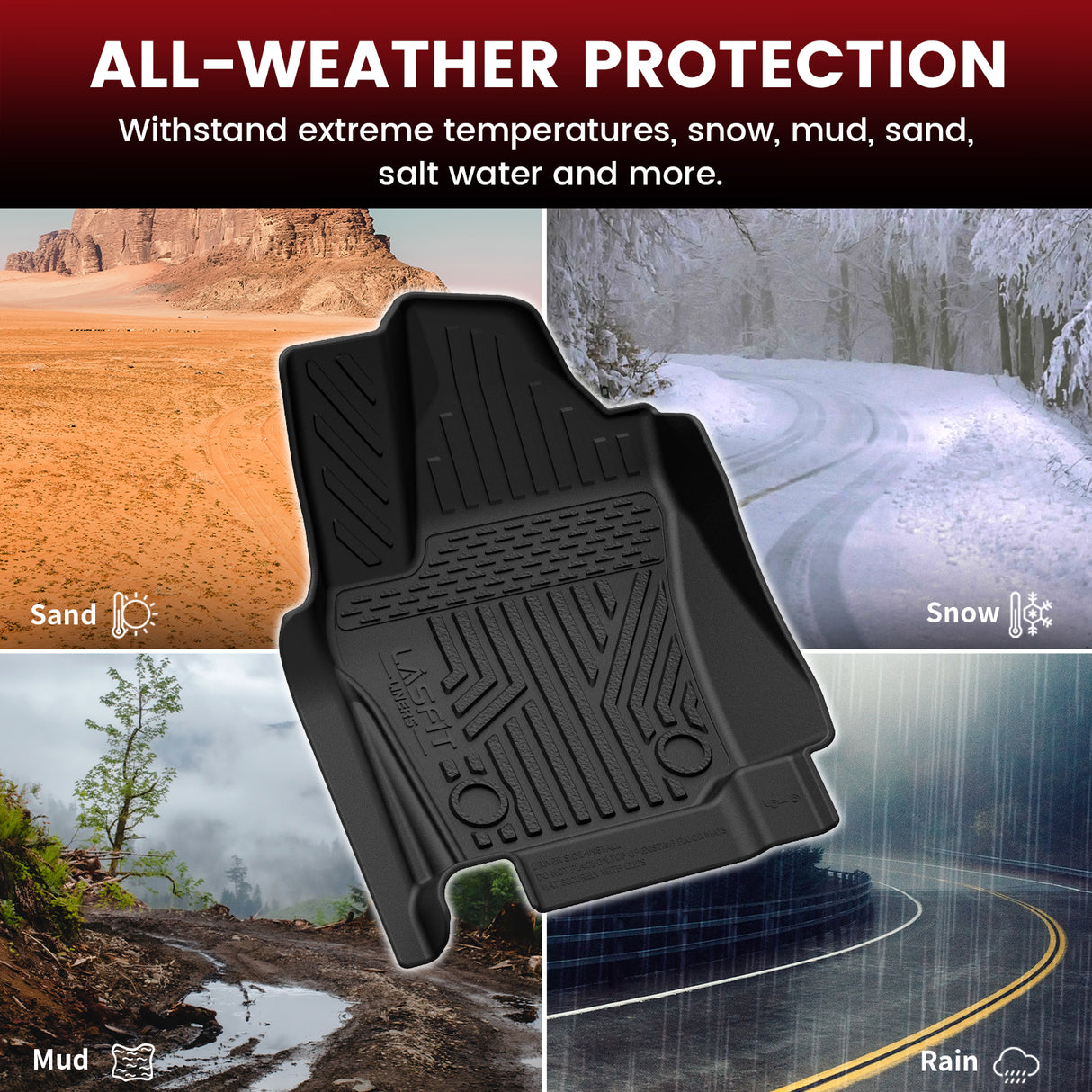 Fit for 2024-2026 Toyota Tacoma Hybrid All-Weather Floor Mats(Not for Gasoline)