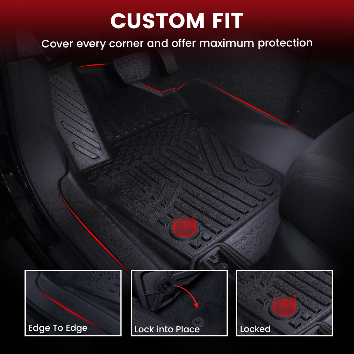 Fit for 2024-2026 Toyota Tacoma All-Weather Floor Mats, Fit Double Cab Only