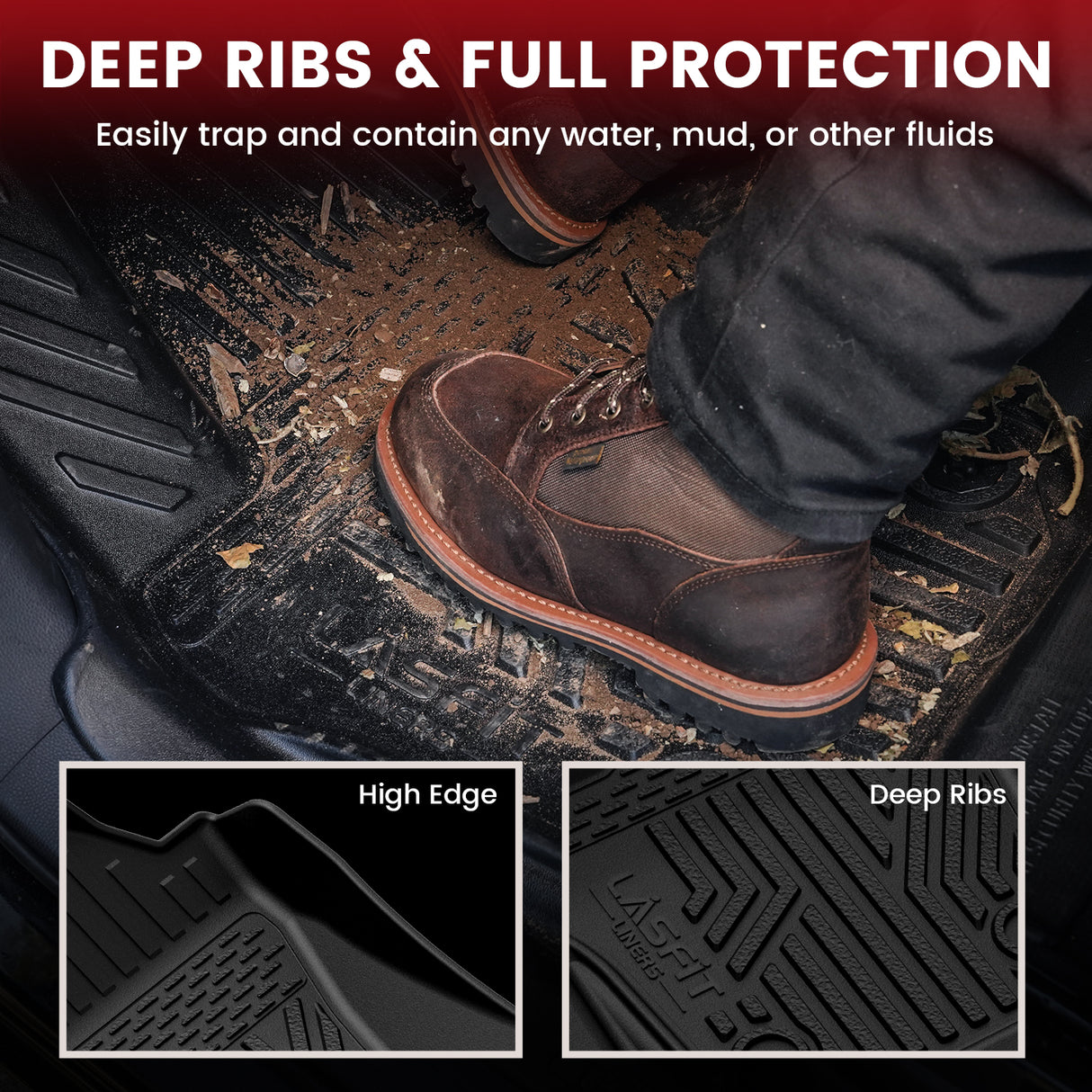 Fit for 2024-2026 Toyota Tacoma All-Weather Floor Mats, Fit Double Cab Only