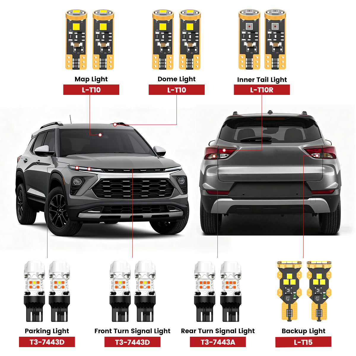 Lasfit led bulbs for 2024-2026 Chevrolet Trailblazer