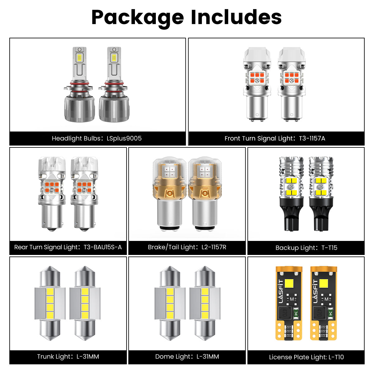 Lasfit combo package led bulbs for 2024-2026 Kia Seltos LX