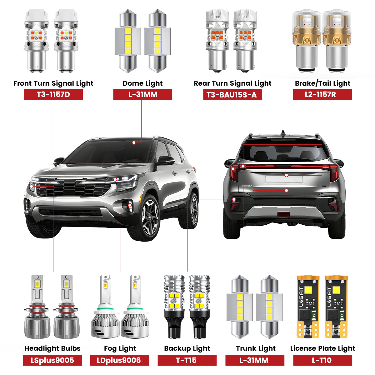 Lasfit led bulbs for 2024-2026 Kia Seltos