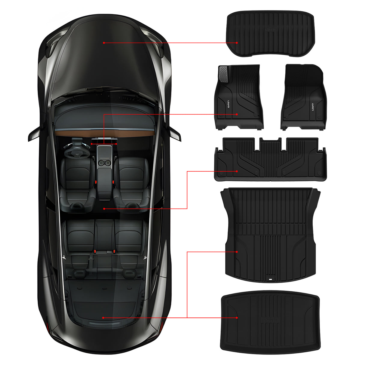 Fit for 2024-2026 Tesla Model 3 Highland Frunk or 1st Row & 2nd Row or Trunk Well or Cargo Mat