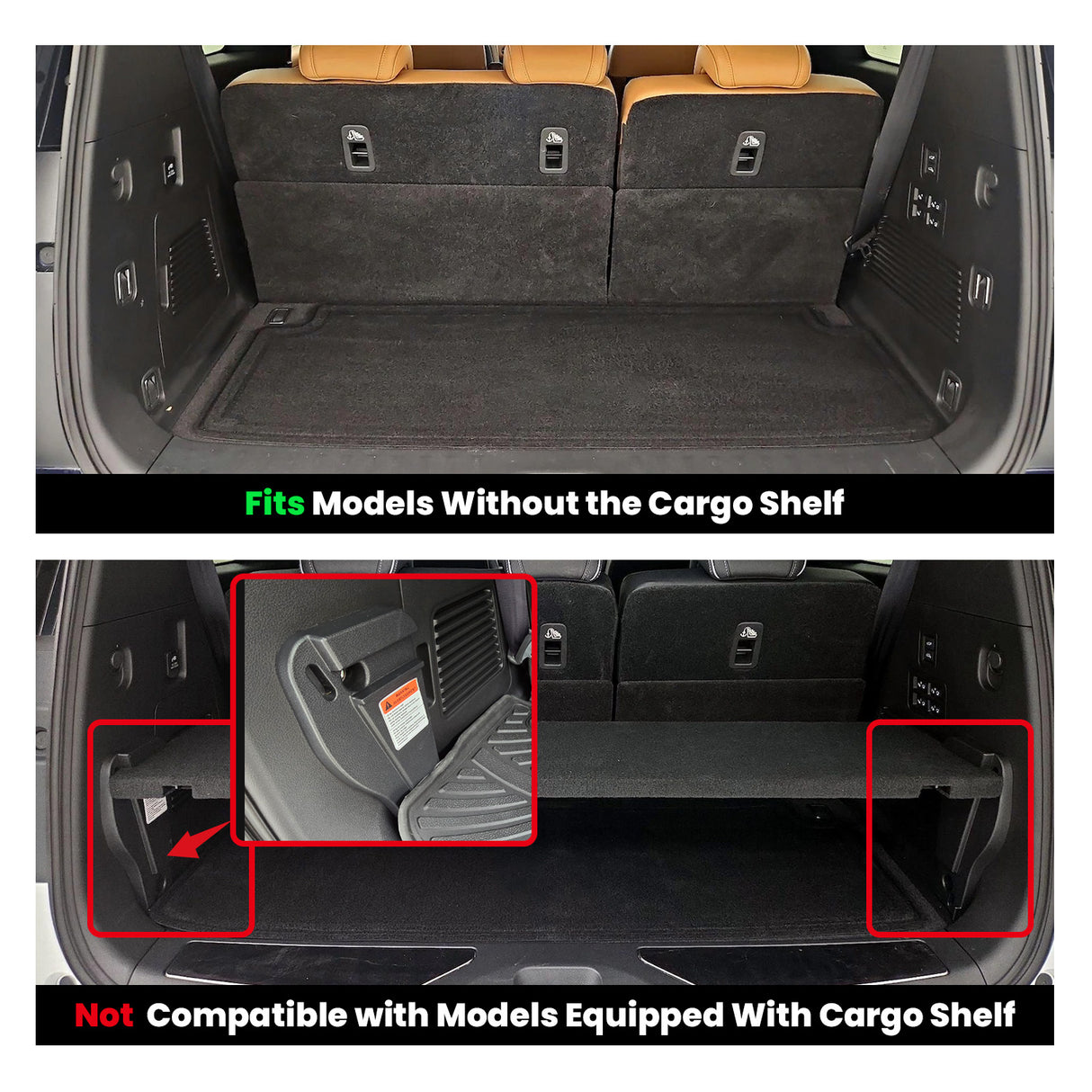 Not Compatible with Models Equipped with Cargo Shelf