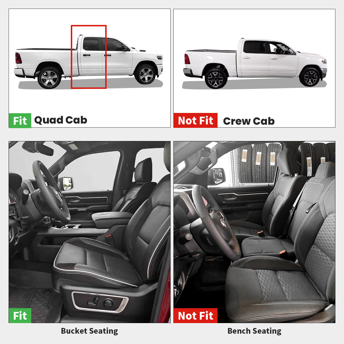2025 Dodge Ram 1500 Floor Mats Fit Quad Cab Fit Bucket Seating
