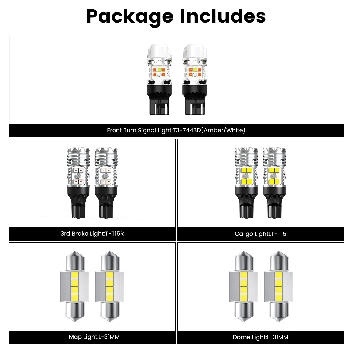Lasfit combo package led bulbs for 2026 Nissan Frontier S/SV