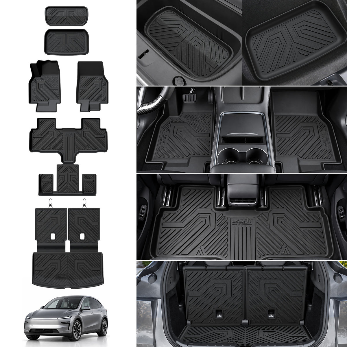 2027 Tesla Model Y L 3Row & Cargo & Seatback & Front & Rear Trunk Mats