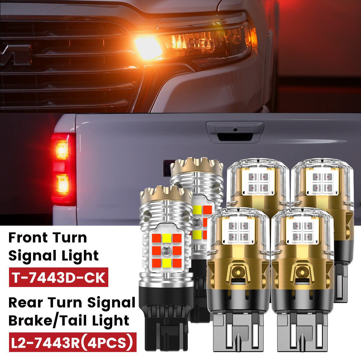 Lasfit 7443 led front turn signals rear turn signal/brake/tail light fit for 2025-2026 Ram 1500