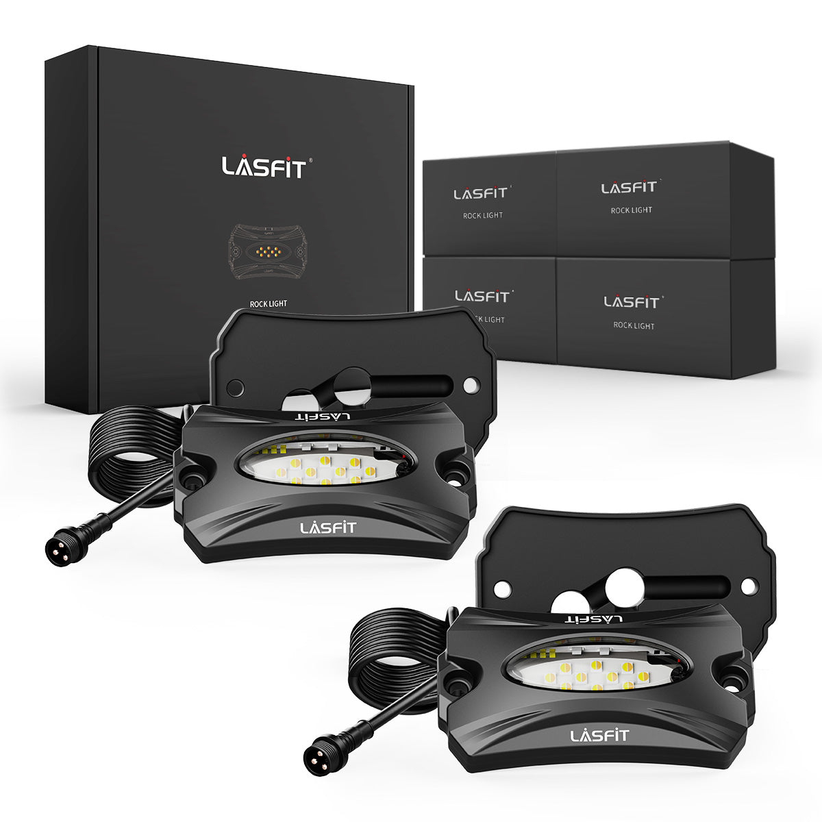 Lasfit Off-Road Switchback LED Rock Lights Kit White & Amber