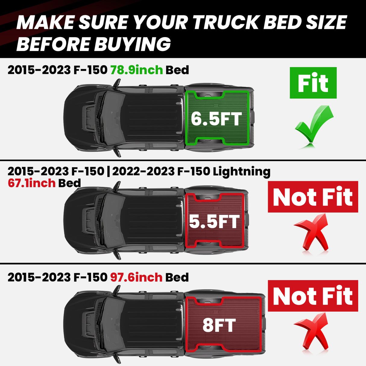 Ford F150 6Feet 5inch 2015-2024 Heavy Duty Bed Liners