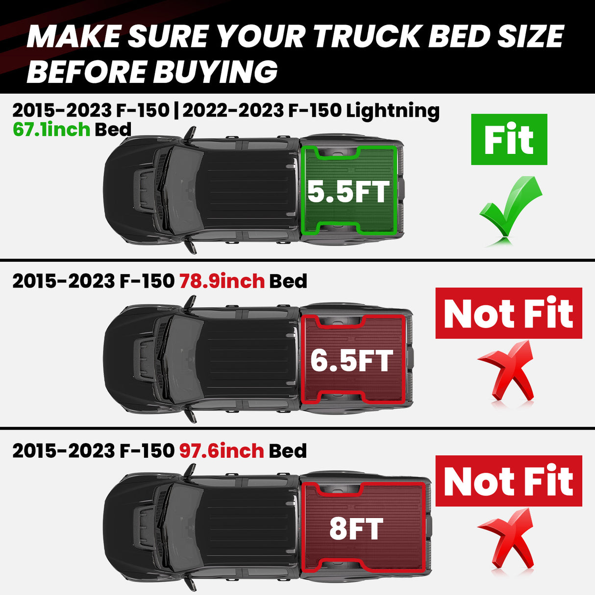 Ford F150 5Feet 5inch 2015-2024 Heavy Duty Bed Liners