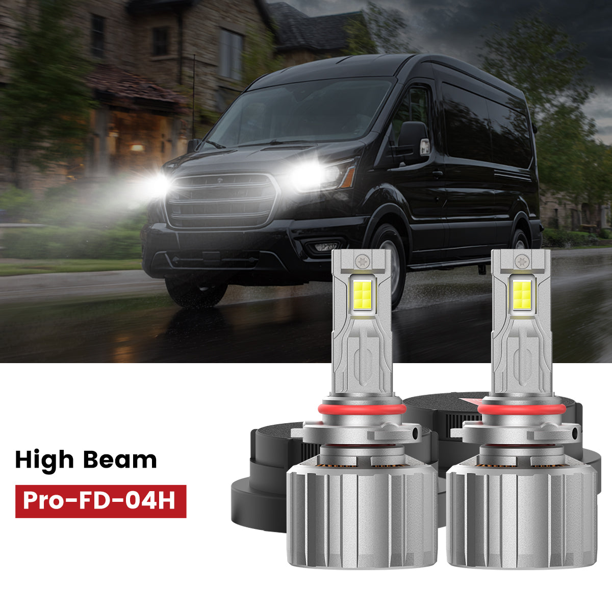 Fit for 2015-2025 Ford Transit-150/250/350 Custom H11 9005 LED Bulbs w/ Dust Cover | Pro-DC Series