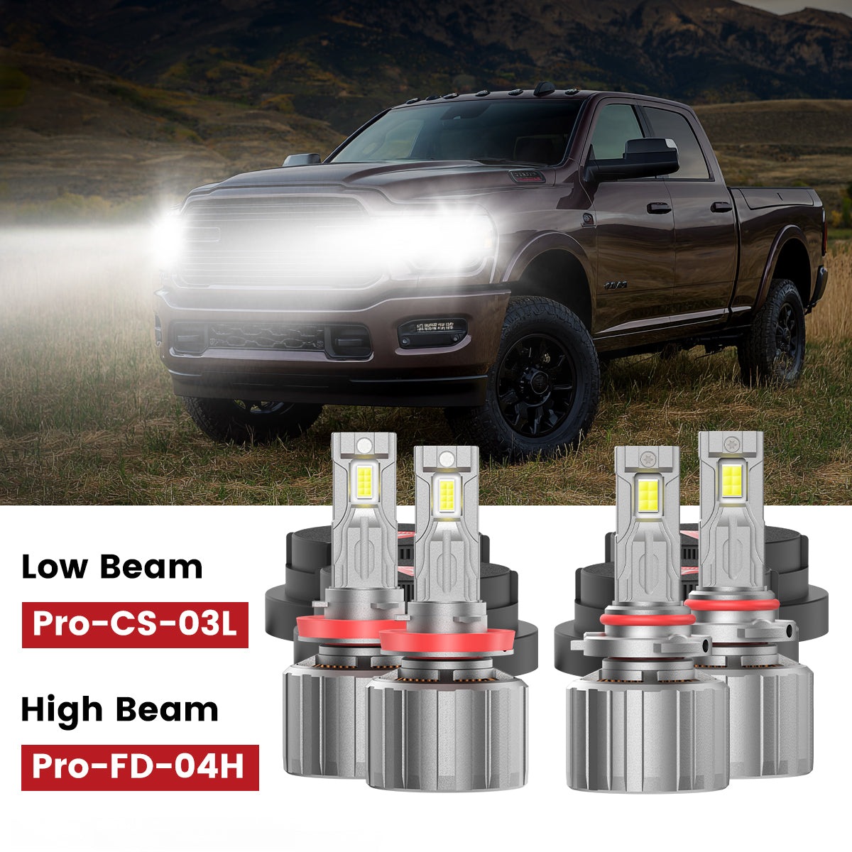 custom design H11 9005 led headlight bulbs for 2019-2024 Ram 2500