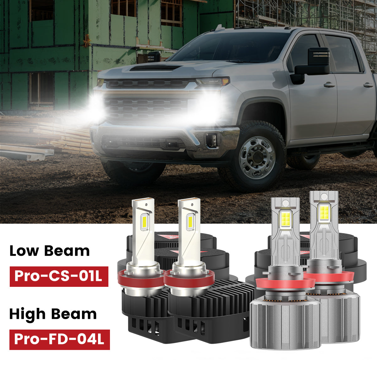 Custom-design H11 led headlight bulbs for 2020-2024 Chevrolet Silverado 2500 3500