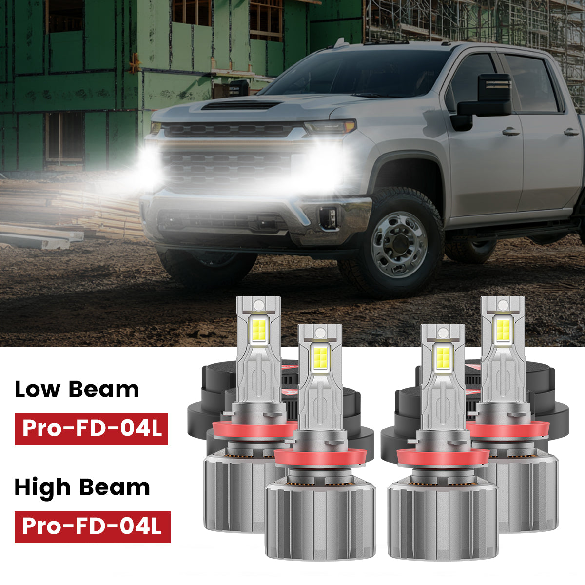 Custom-design H11 led headlight bulbs for 2020-2024 Chevrolet Silverado 2500 3500