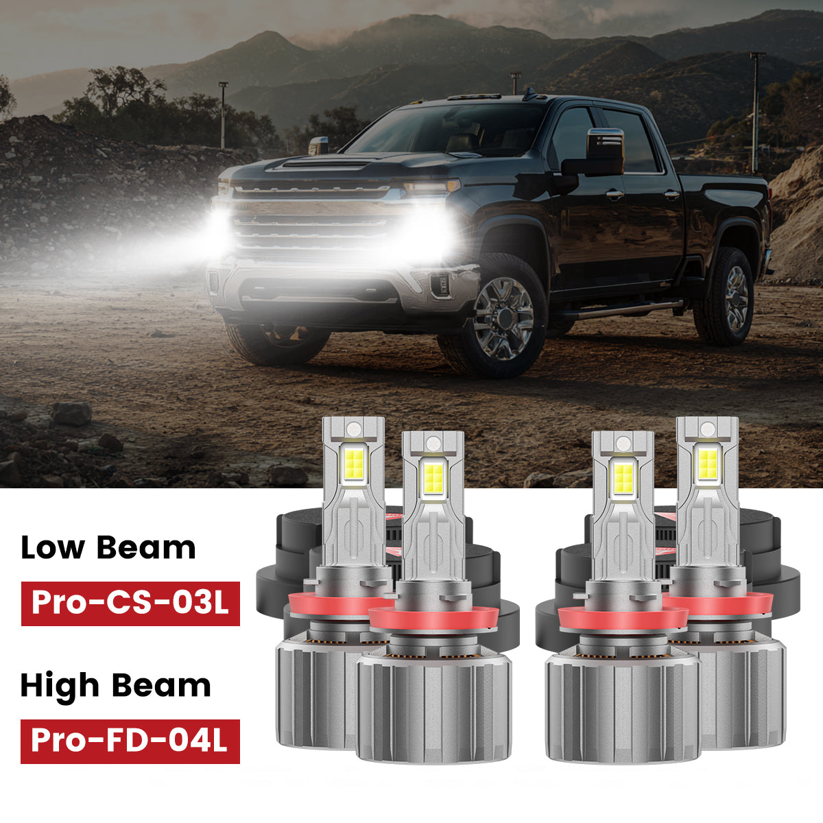 Custom-design H11 led headlight bulbs for 2025 Chevrolet Silverado 2500 3500