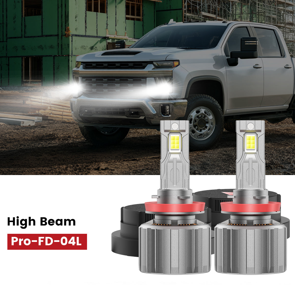 Custom-design H11 led headlight high beam bulbs for 2020-2024 Chevrolet Silverado 2500 3500