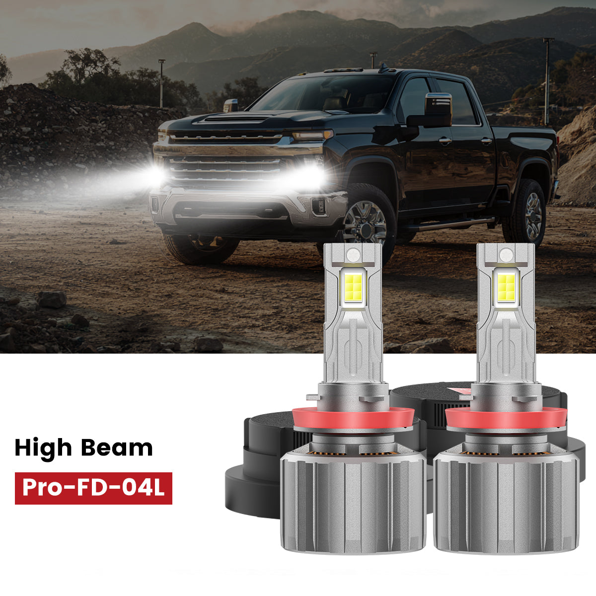 Custom-design H11 led high beam headlight bulbs for 2025 Chevrolet Silverado 2500 3500