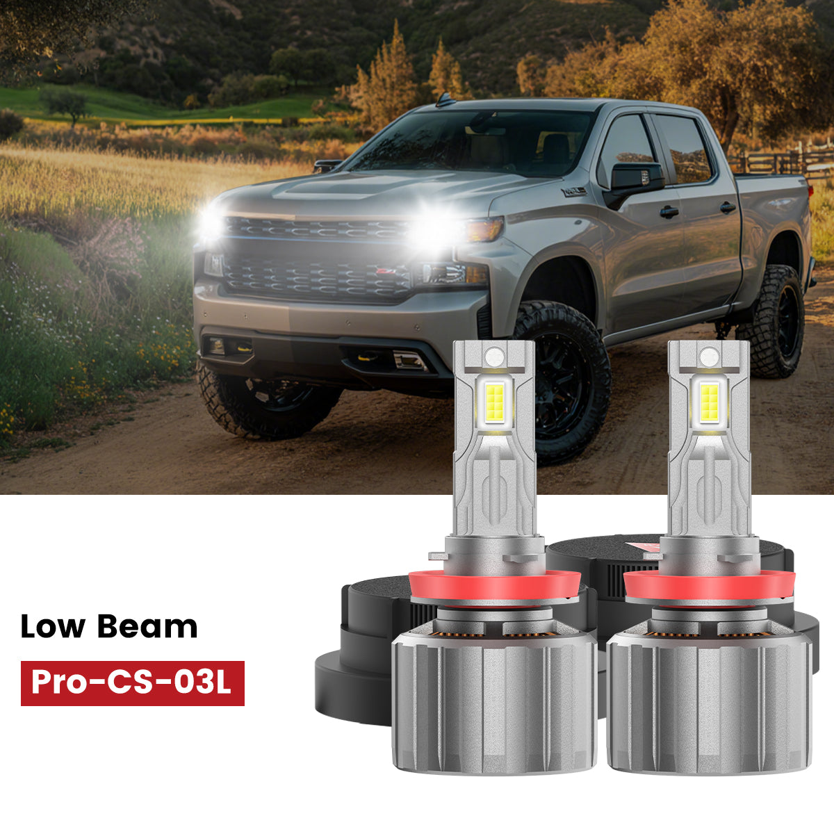 Custom-design H11 led headlight low beam bulbs for 2019-2021 Chevrolet Silverado 1500