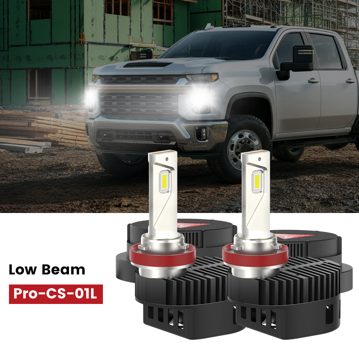 Custom-design H11 led headlight low beam bulbs for 2020-2024 Chevrolet Silverado 2500 3500